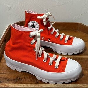Converse Orange All Star Lugged Hightop Platform Sneakers